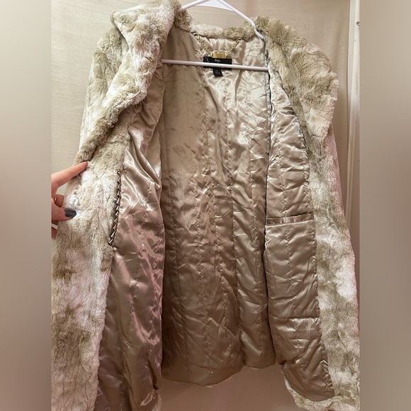 Dennis by Dennis Basso Faux Fur Jacket Women’s Large Neutral Plush Coat - Picture 6 of 10